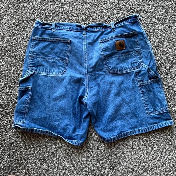 Blue Carhartt Denim Work Shorts Men's Size 38 Classic Cargo Shorts, Jorts Y2K - Picture 5 of 8